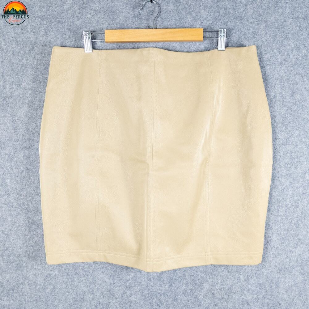 Shinestar Short Mini Skirt Tan Nude Classic Flat Front Back Zip Women's Size 1x
